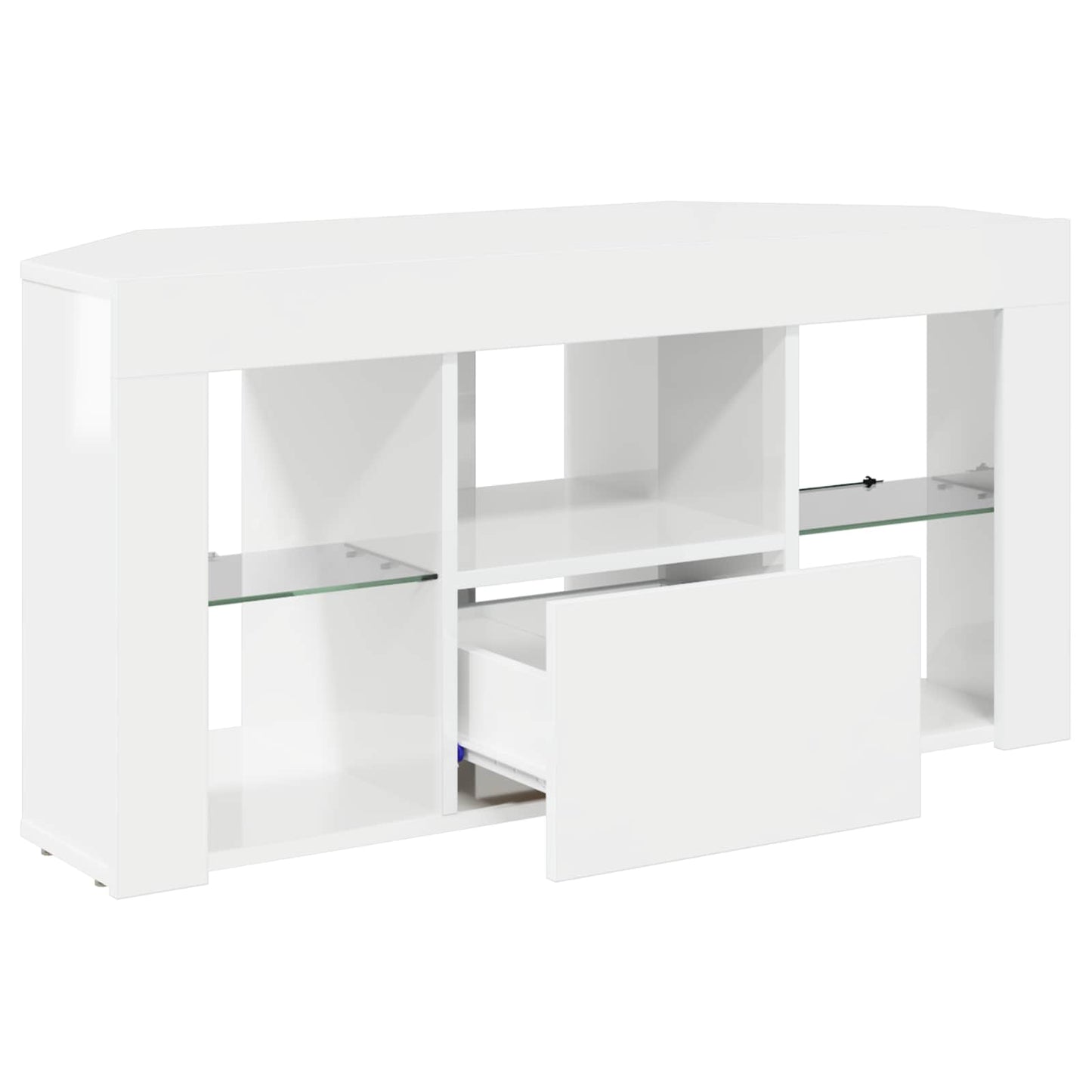Sarok LED TV szekrény 100 x 40 x 50 cm Magas fényű Fehér