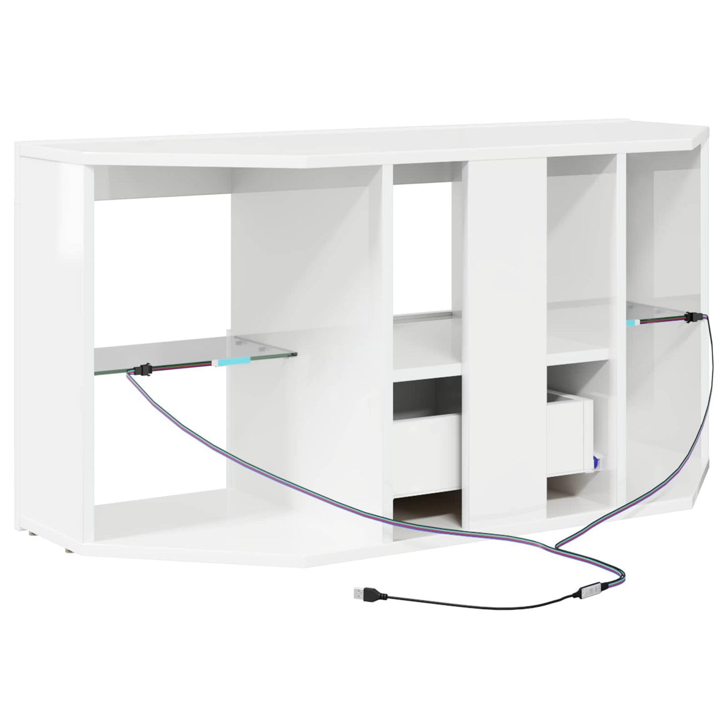 Sarok LED TV szekrény 100 x 40 x 50 cm Magas fényű Fehér
