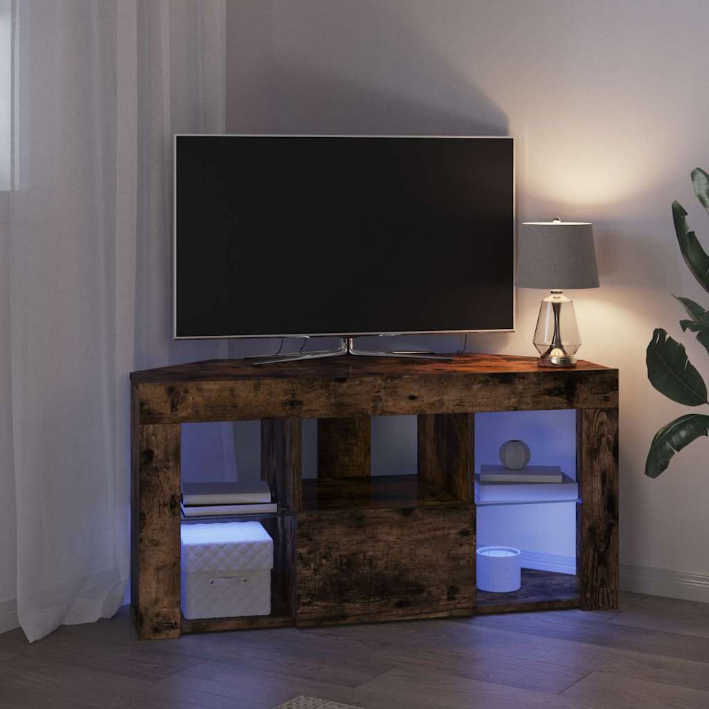 Sarok LED TV szekrény 100 x 40 x 50 cm Füstölt tölgy Szerelt Fa