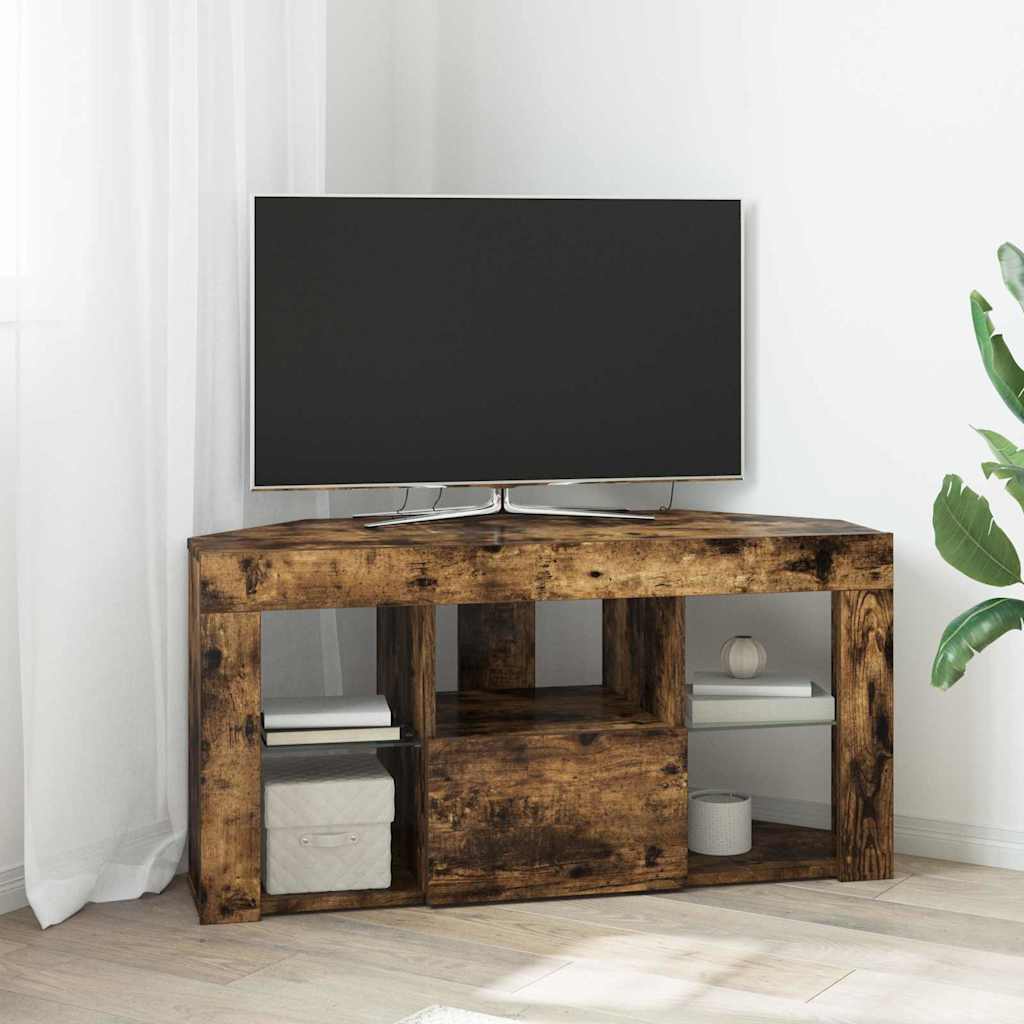 Sarok LED TV szekrény 100 x 40 x 50 cm Füstölt tölgy Szerelt Fa