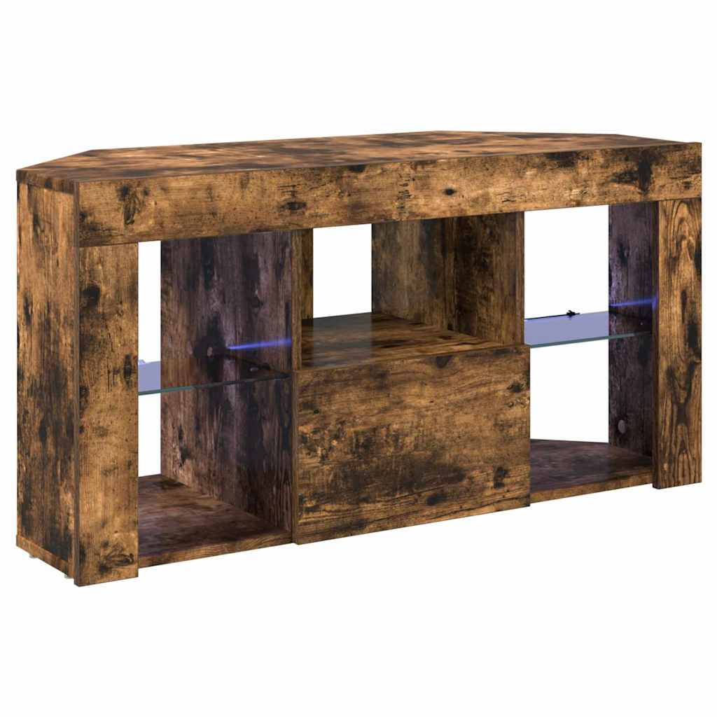 Sarok LED TV szekrény 100 x 40 x 50 cm Füstölt tölgy Szerelt Fa