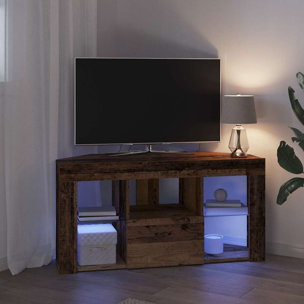 Sarok LED TV szekrény 100 x 40 x 50 cm Öreg fa Szerelt Fa