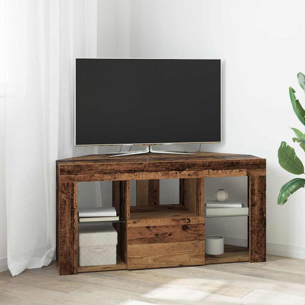 Sarok LED TV szekrény 100 x 40 x 50 cm Öreg fa Szerelt Fa