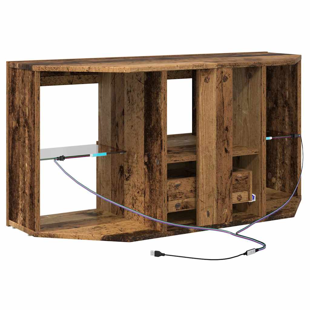 Sarok LED TV szekrény 100 x 40 x 50 cm Öreg fa Szerelt Fa