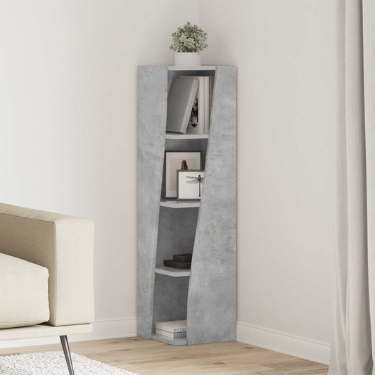 Sarokszekrény 27,5x27x102cm Szerelt Fa Beton Szürke