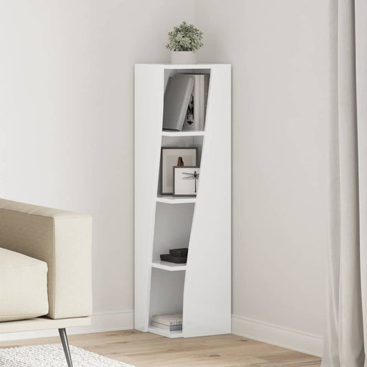 Sarokszekrény Magas Fényű Fehér 27,5x27x102cm Faanyag