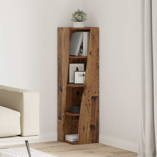 Sarokszekrény 27,5x27x102cm Szerelt Fa Öreg fa