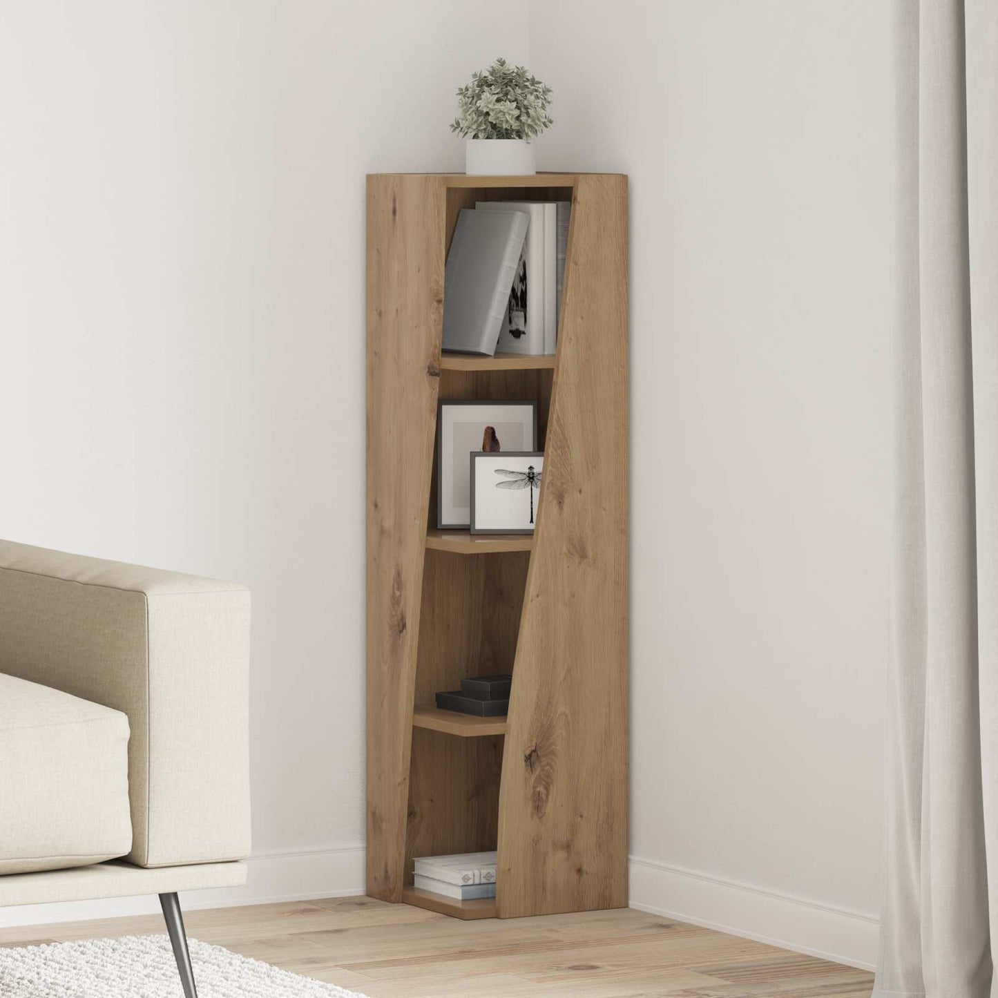 Sarokszekrény 27,5x27x102cm Szerelt Fa Artisan tölgy