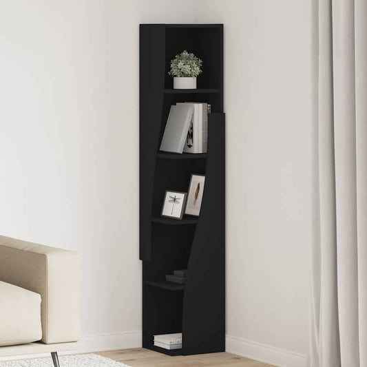Sarokszekrény Fekete 27,5x27x140cm Faanyag