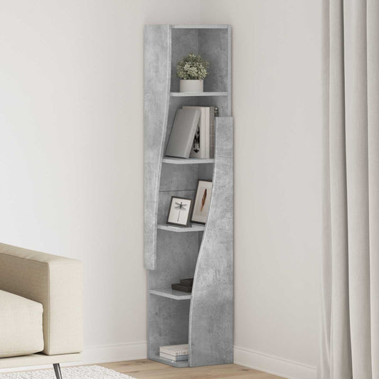 Sarokszekrény 27,5x27x140cm Szerelt Fa Beton Szürke
