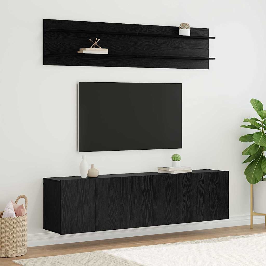 TV egységek 6 pcs Musta tammi Faanyag
