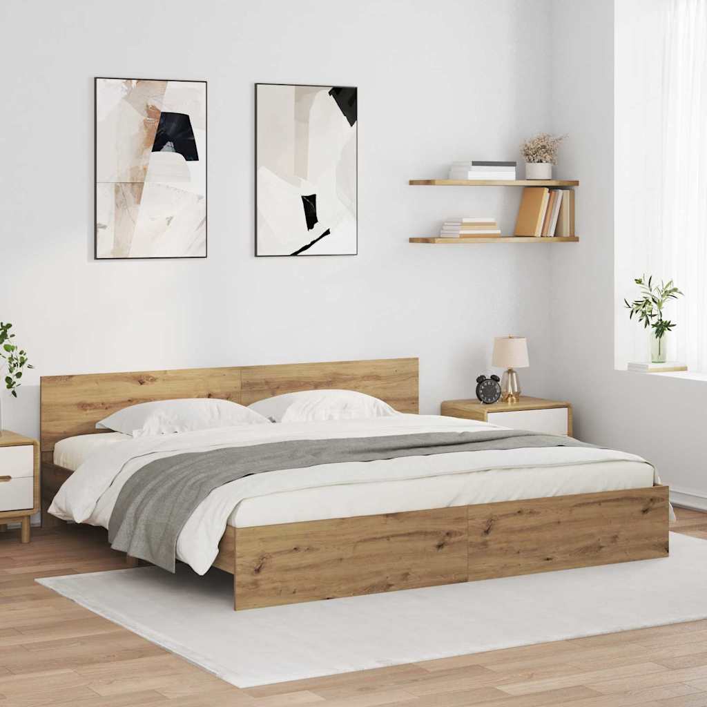 Ágykeret LED szalagokkal Artisan tölgy 180 x 200 cm Szerelt Fa