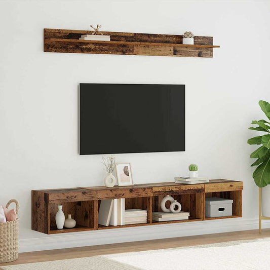 TV falit kabinet szett leddel 5 pcs Öreg fa Faanyag