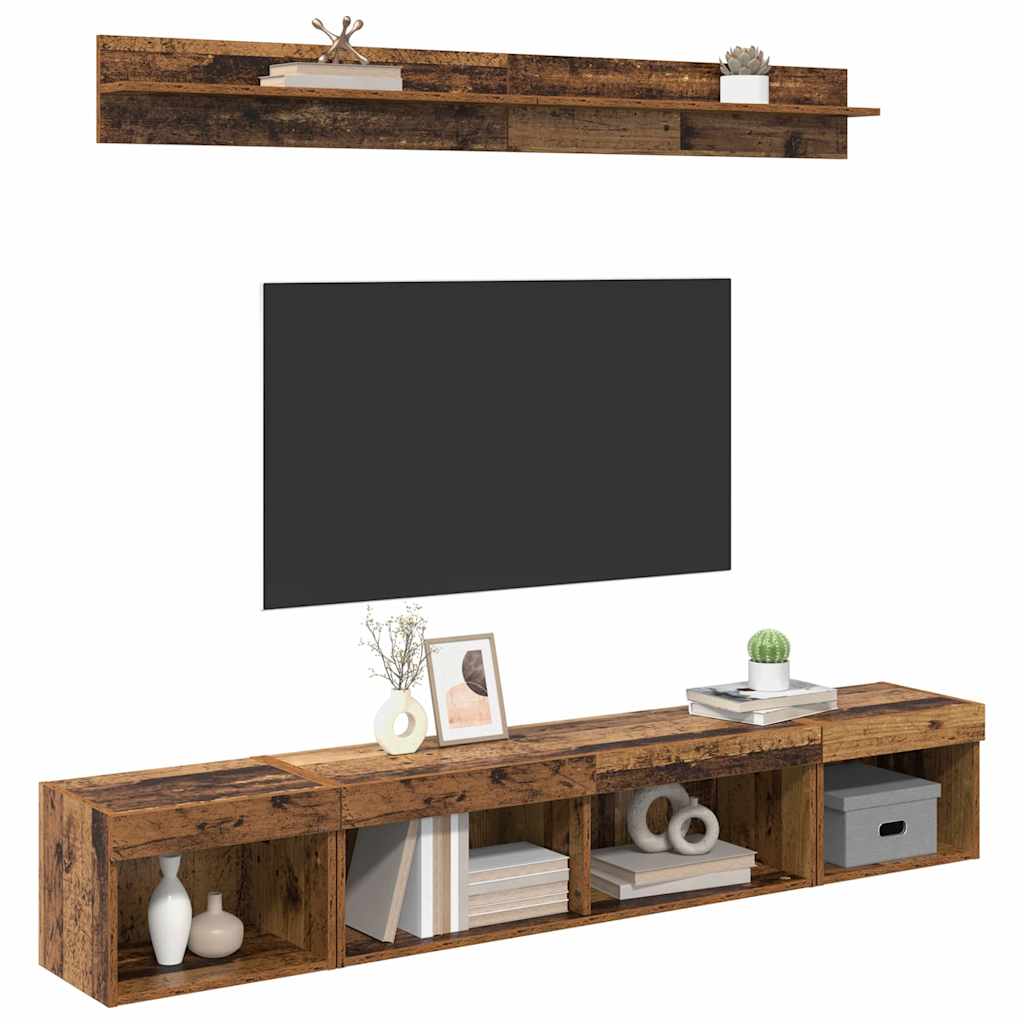 TV falit kabinet szett 5 pcs Öreg fa Szerelt Fa