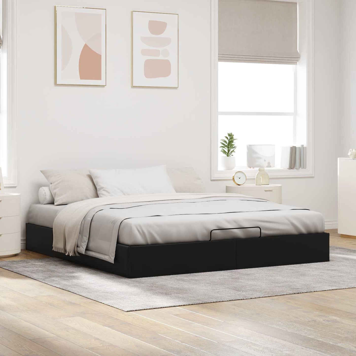 Ottomán Ágykeret Fekete King size Műbőr
