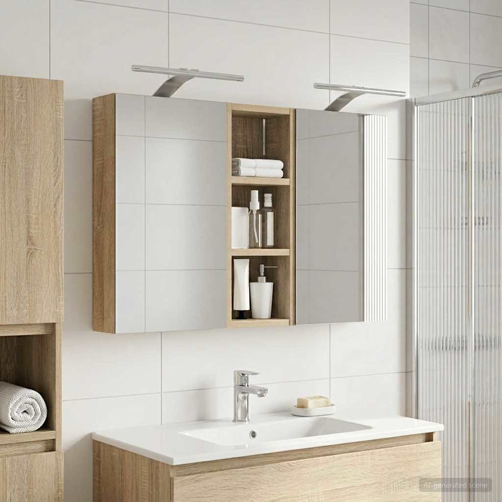 Fürdőszobai Szekrény Szett 3 db 80 x 10,5 x 50 cm Szerelt fa