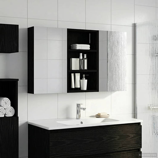 Fürdőszobai Szekrény Szett 3 pcs 90 x 10,5 x 50 cm Faanyag