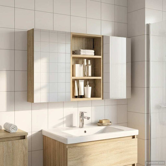 Fürdőszobai Szekrény Szett 3 pcs 90 x 10,5 x 50 cm Faanyag