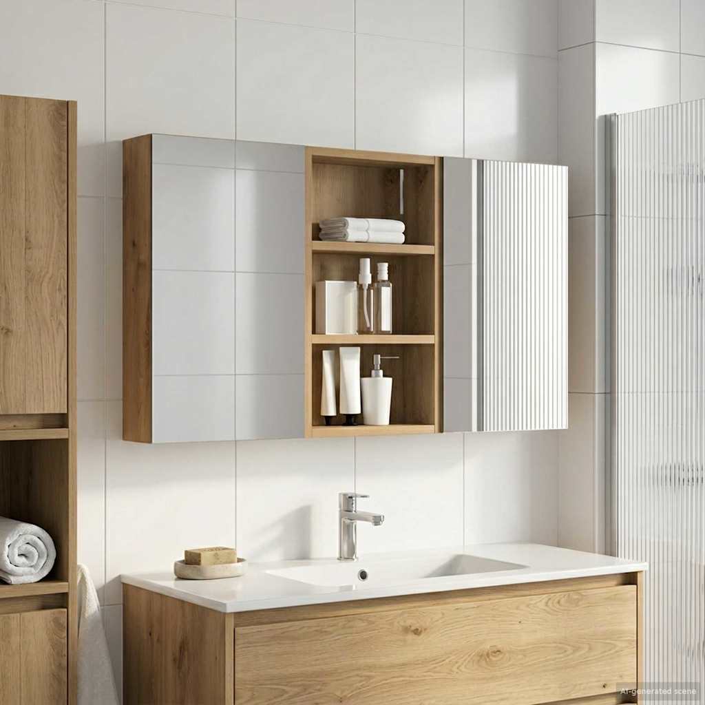Fürdőszobai Szekrény Szett 3 db 90 x 10,5 x 50 cm Szerelt fa
