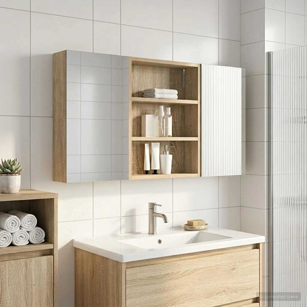 Fürdőszobai Szekrény Szett 3 db 100 x 10,5 x 50 cm Szerelt fa