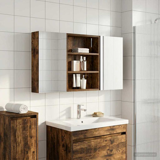 Fürdőszobai Szekrény Szett 3 pcs 100 x 10,5 x 50 cm Faanyag