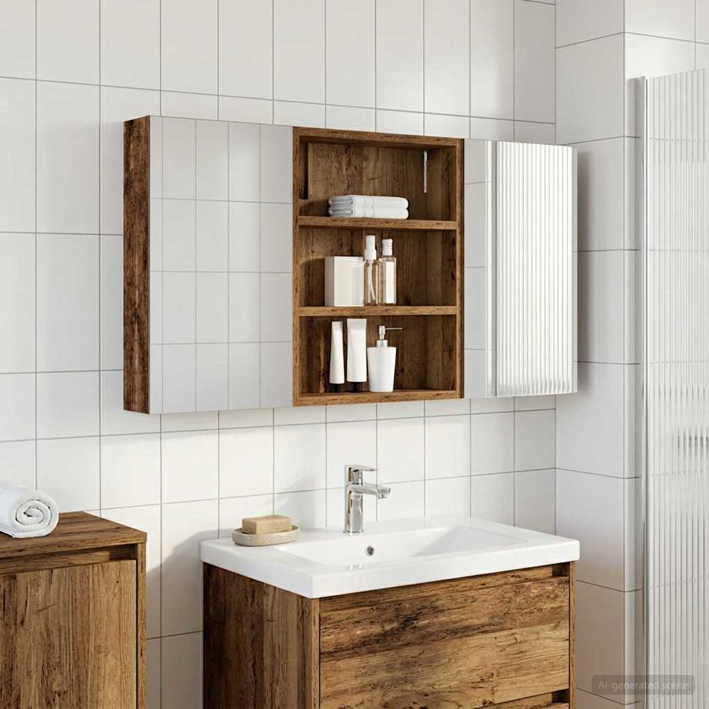 Fürdőszobai Szekrény Szett 3 db 100 x 10,5 x 50 cm Szerelt fa