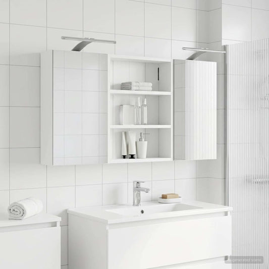 Fürdőszobai Szekrény Szett 3 pcs 100 x 10,5 x 50 cm Faanyag
