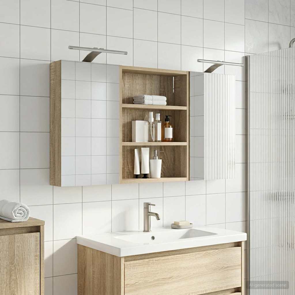 Fürdőszobai Szekrény Szett 3 db 100 x 10,5 x 50 cm Szerelt fa