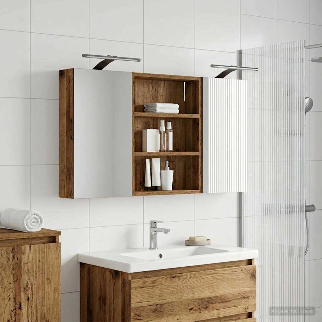 Fürdőszobai Szekrény Szett 3 pcs 100 x 10,5 x 50 cm Faanyag