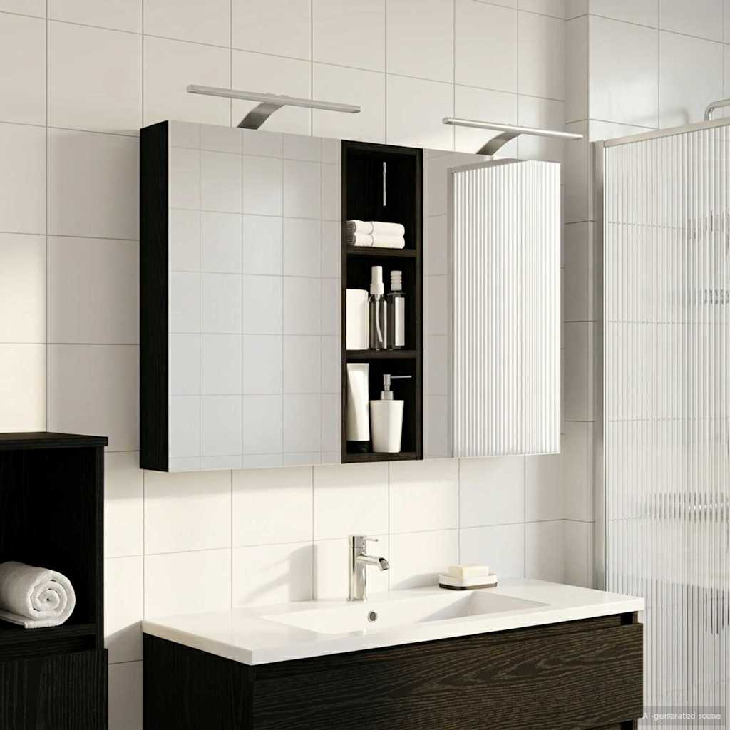Fürdőszobai Szekrény Szett 3 db 100 x 10,5 x 60,5 cm Szerelt fa