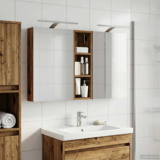 Fürdőszobai Szekrény Szett 3 pcs 100 x 10,5 x 60,5 cm Faanyag
