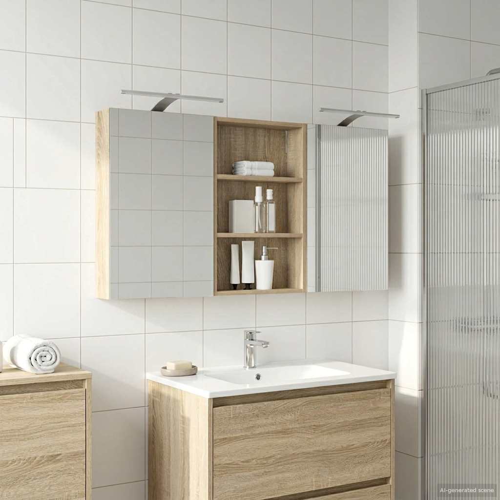 Fürdőszobai Szekrény Szett 3 db 120 x 10,5 x 60,5 cm Szerelt fa