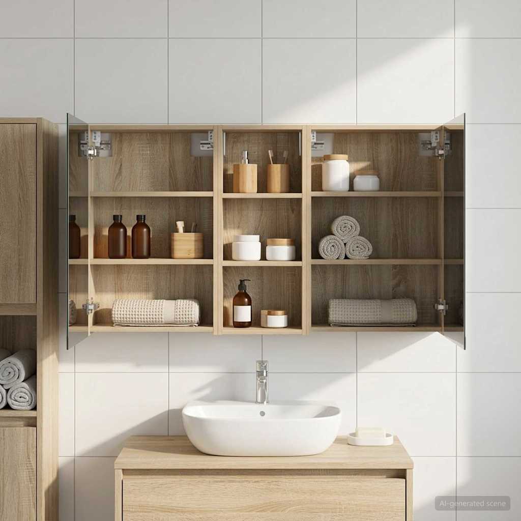Fürdőszobai Szekrény Szett 3 db 130 x 14,5 x 70 cm Szerelt fa