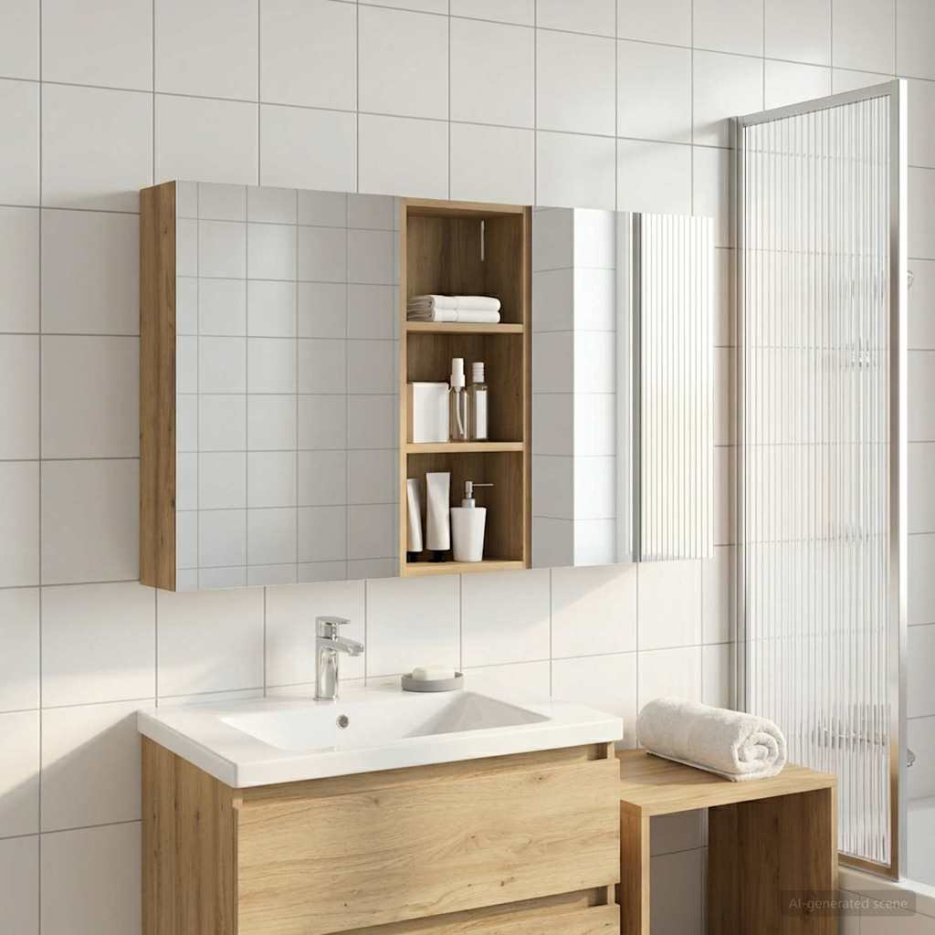 Fürdőszobai Szekrény Szett 3 db 130 x 14,5 x 70 cm Szerelt fa
