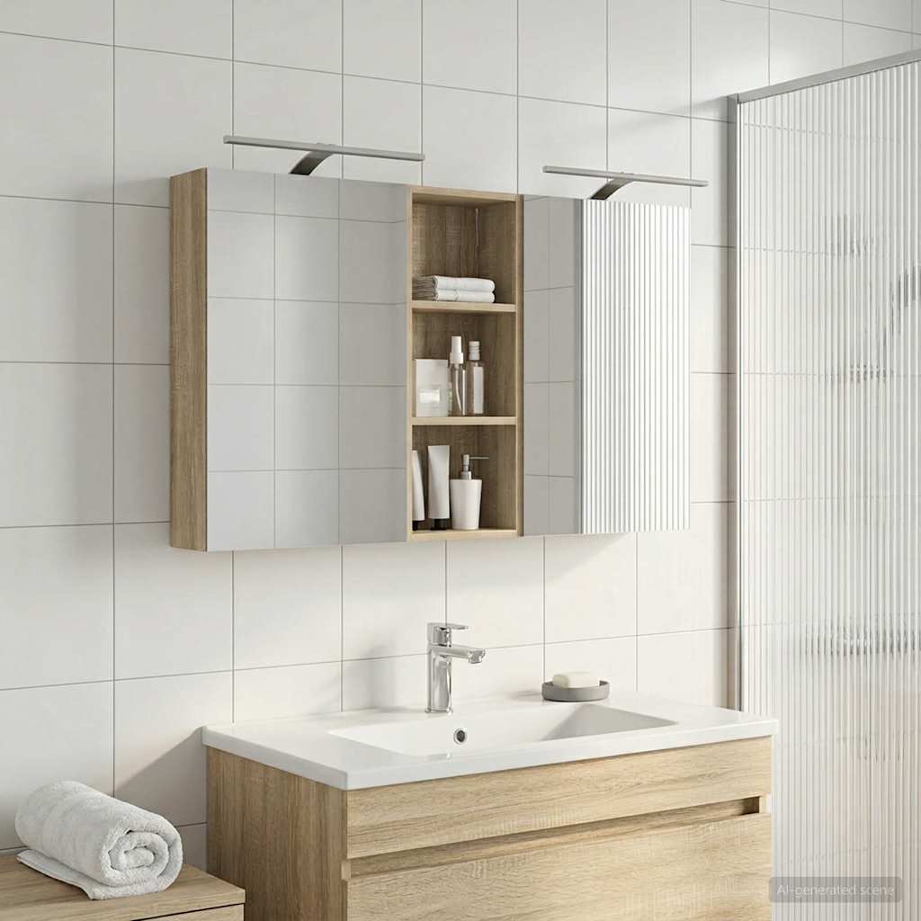 Fürdőszobai Szekrény Szett 3 db 130 x 14,5 x 70 cm Szerelt fa