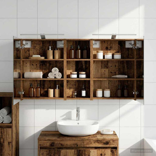 Fürdőszobai Szekrény Szett 3 pcs 130 x 14,5 x 70 cm Faanyag