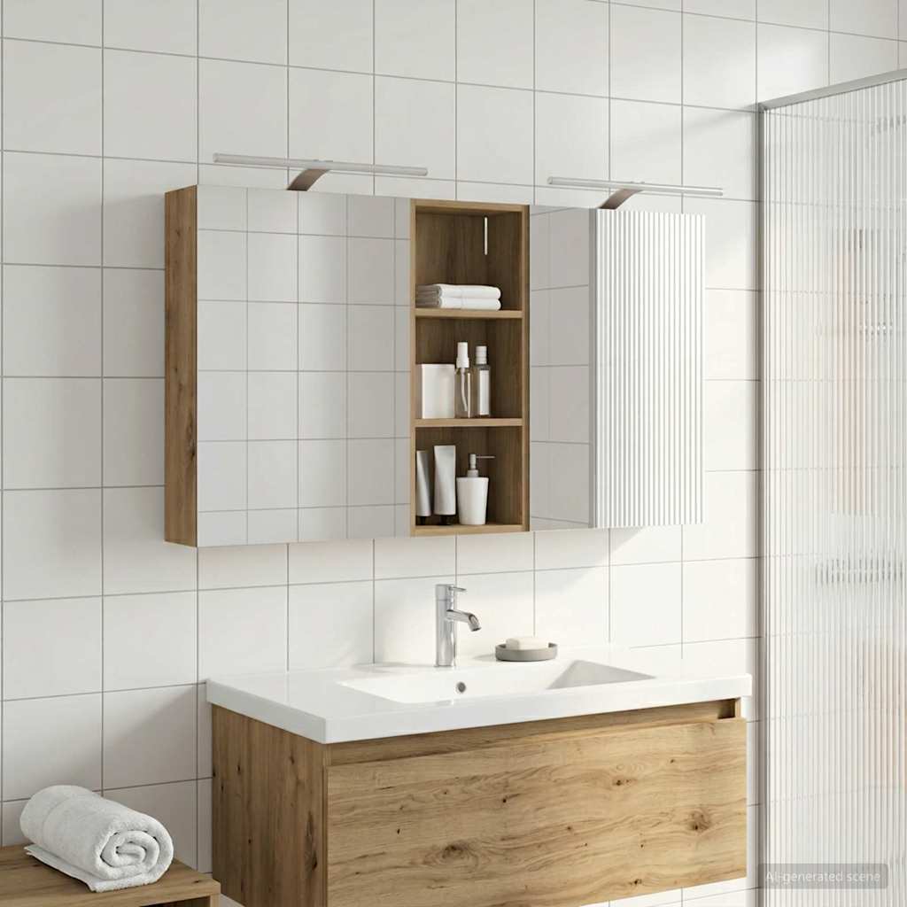 Fürdőszobai Szekrény Szett 3 db 130 x 14,5 x 70 cm Szerelt fa