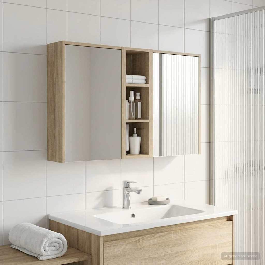Fürdőszobai Szekrény Szett 3 db 106 x 16 x 62,5 cm Szerelt fa