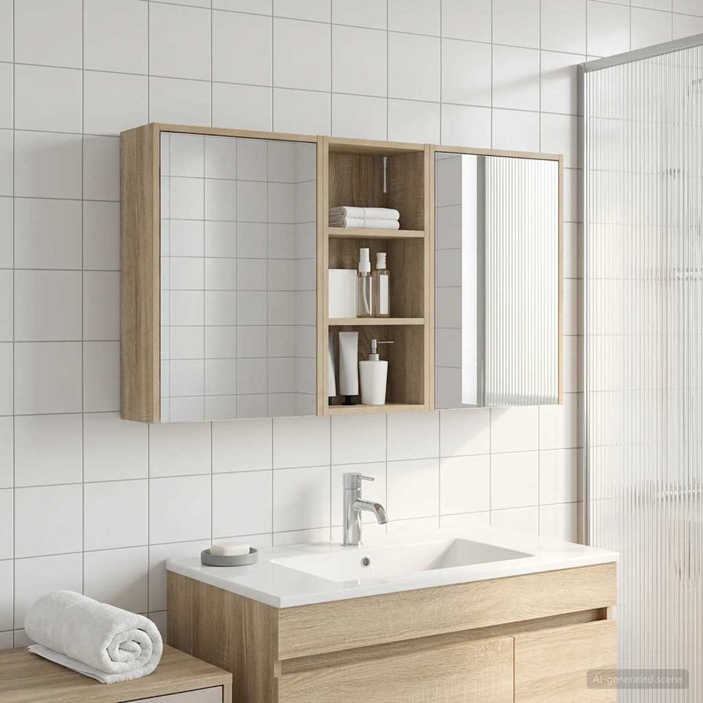 Fürdőszobai Szekrény Szett 3 db 116 x 16 x 62,5 cm Szerelt fa