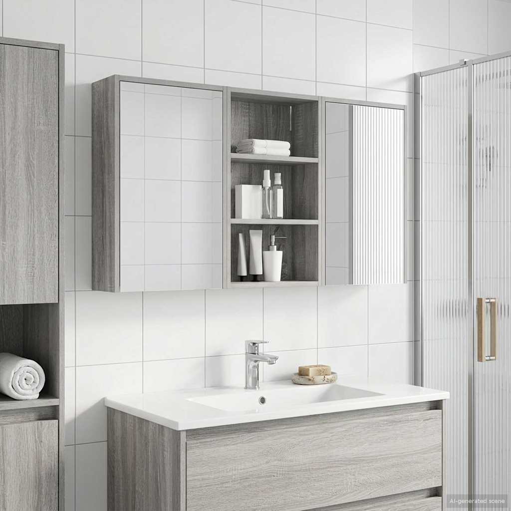 Fürdőszobai Szekrény Szett 3 db 126 x 16 x 62.5 cm Szerelt fa