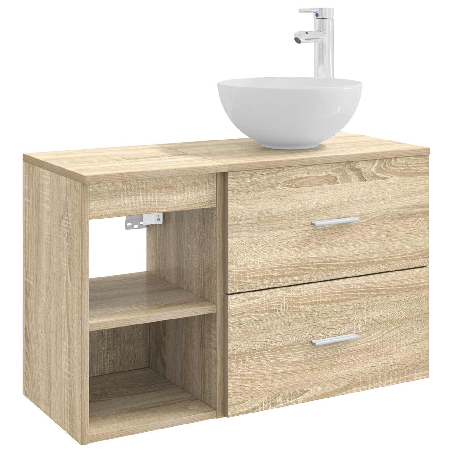 Fürdőszoba bútor szett 2 pcs Sonoma Tölgy Szerelt Fa