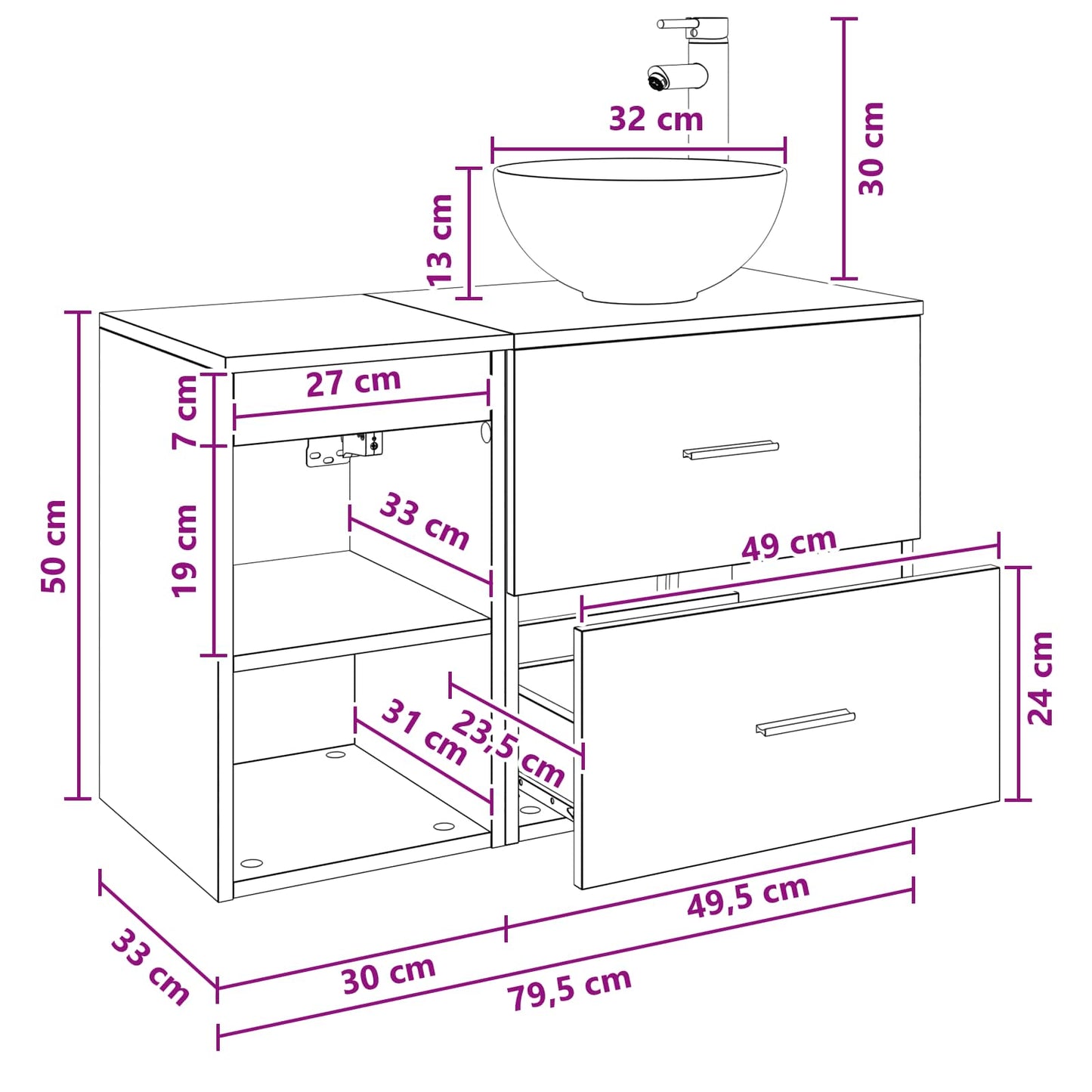 Fürdőszoba bútor szett 2 pcs Betonszürke Szerelt Fa
