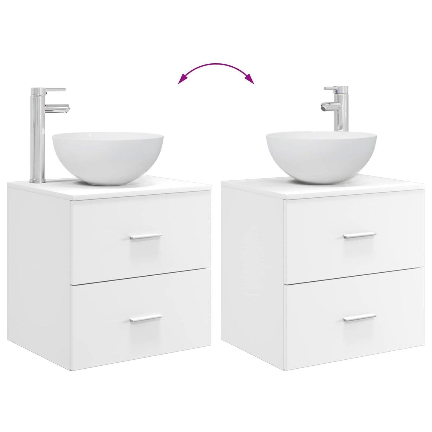 Fürdőszoba bútor szett 2 pcs Fehér Szerelt Fa