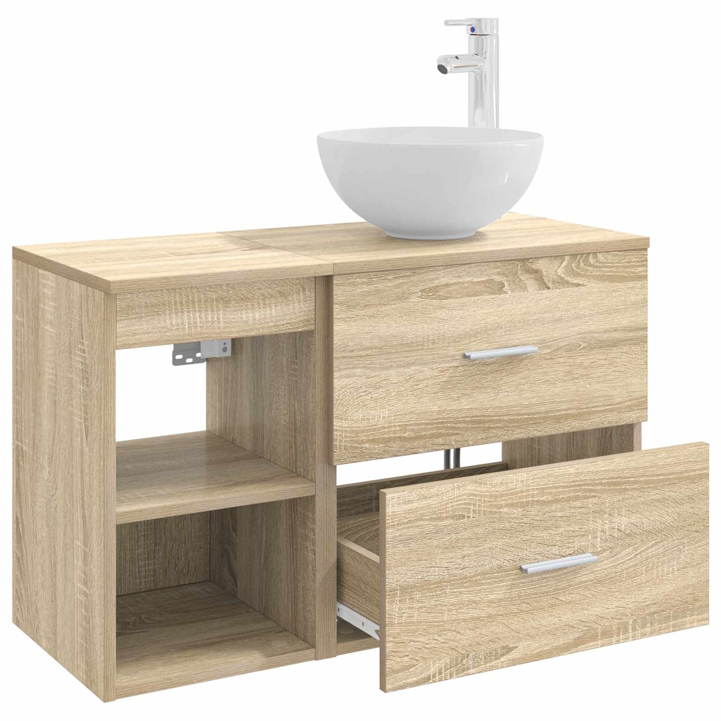 Fürdőszoba bútor szett 2 pcs Sonoma Tölgy Szerelt Fa