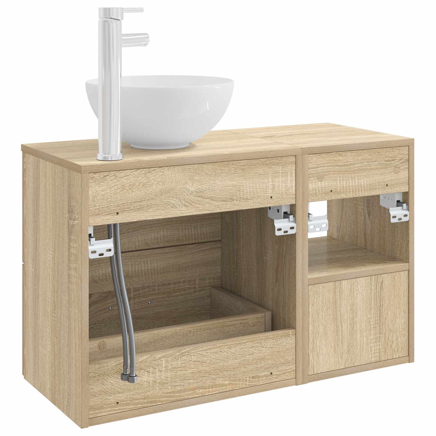 Fürdőszoba bútor szett 2 pcs Sonoma Tölgy Szerelt Fa