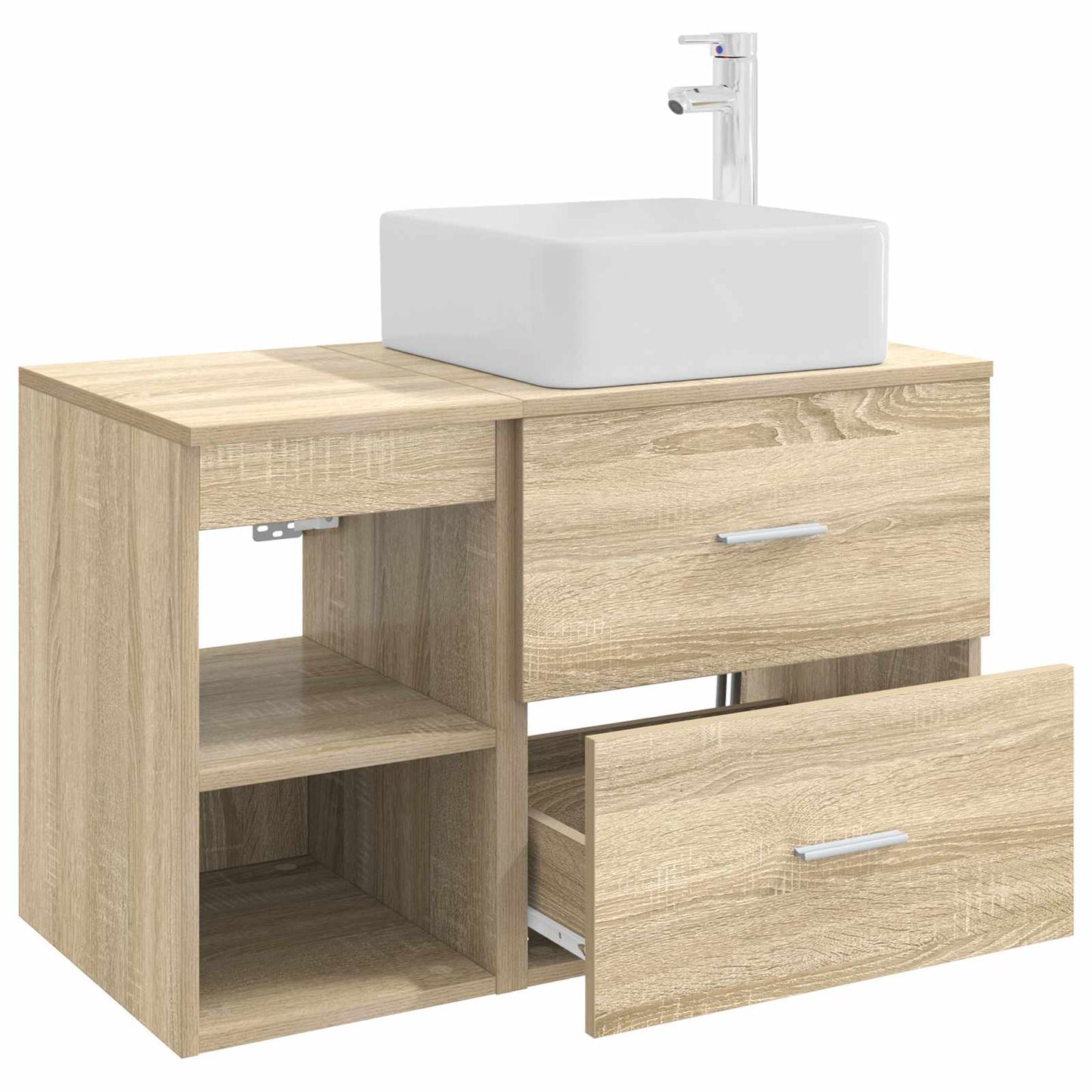 Fürdőszoba bútor szett 2 pcs Sonoma Tölgy Szerelt Fa