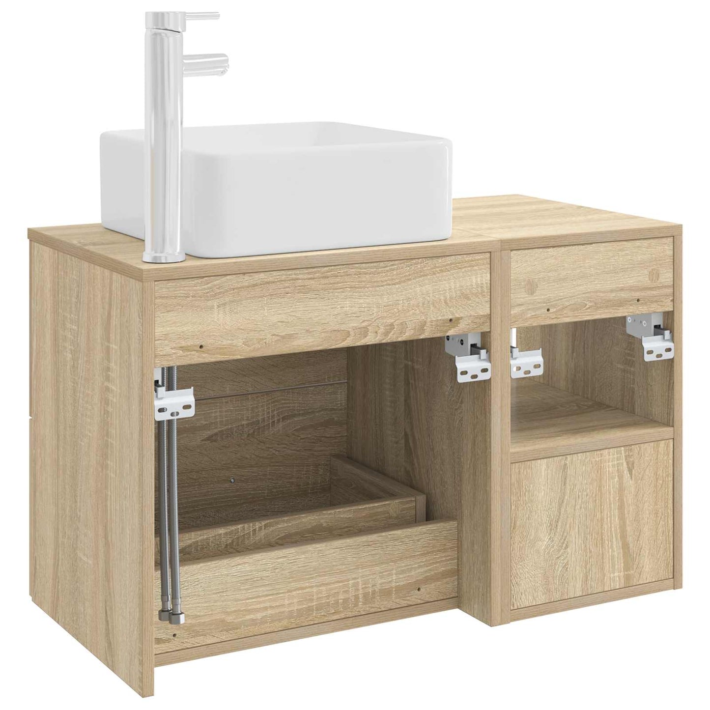 Fürdőszoba bútor szett 2 pcs Sonoma Tölgy Szerelt Fa