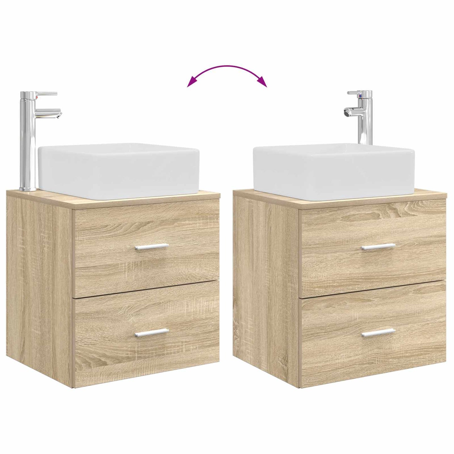 Fürdőszoba bútor szett 2 pcs Sonoma Tölgy Szerelt Fa