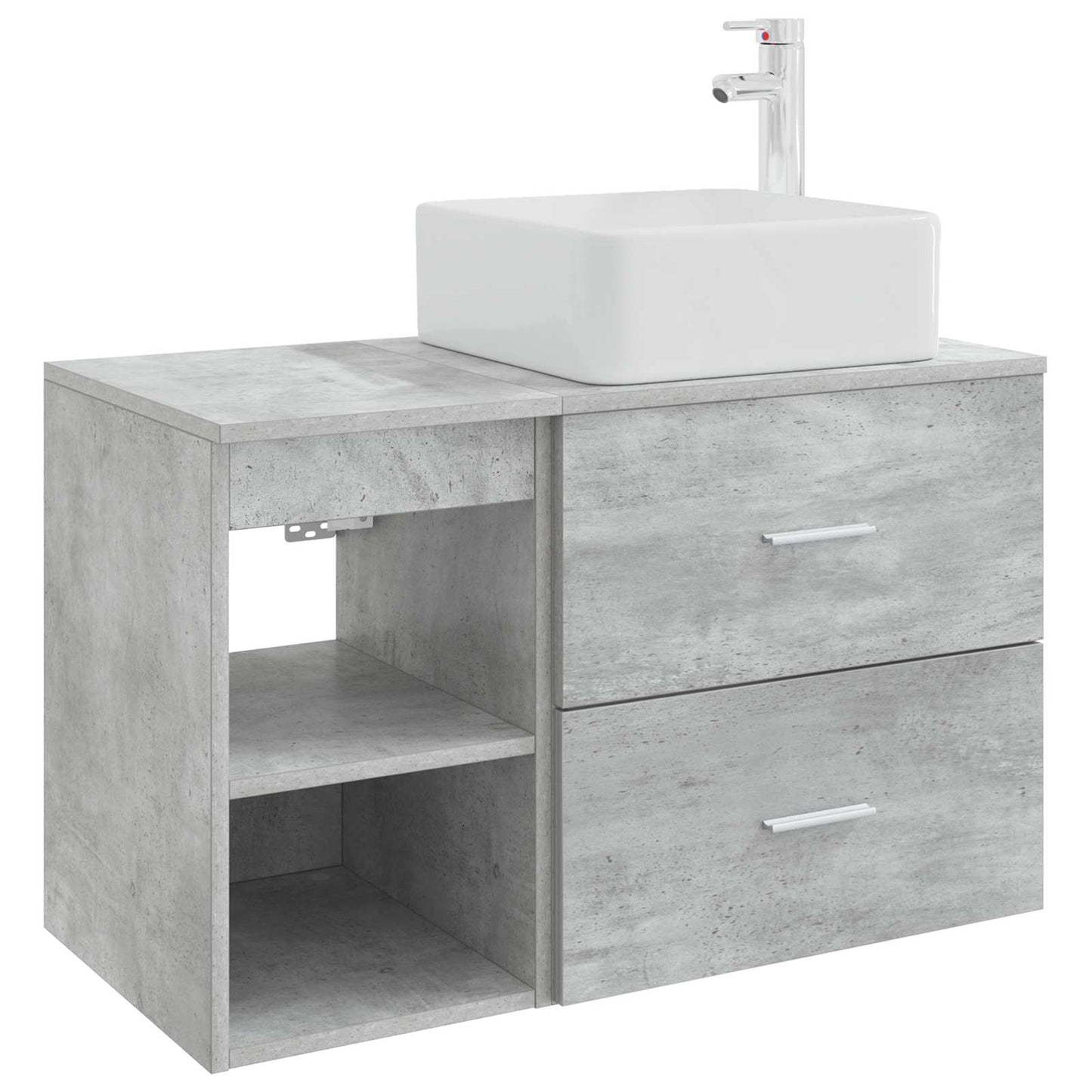 Fürdőszoba bútor szett 2 pcs Betonszürke Szerelt Fa