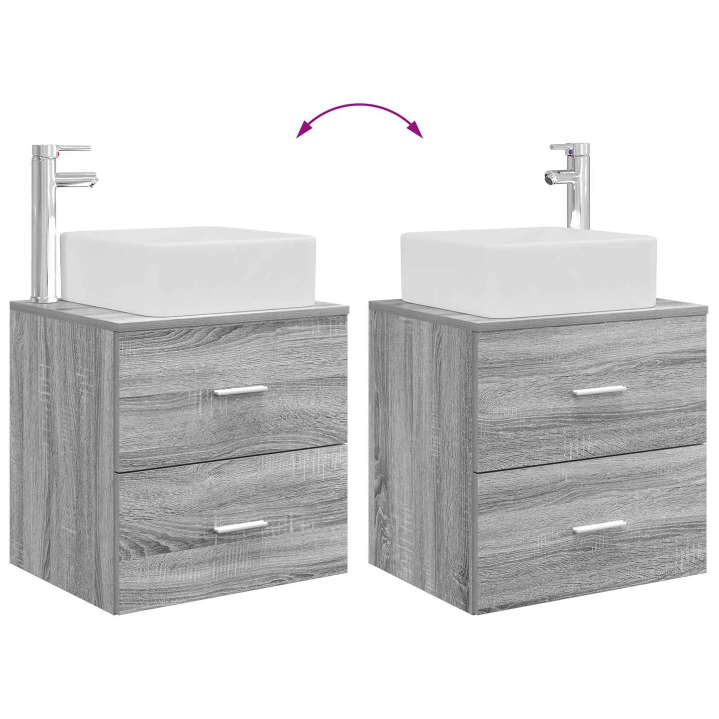 Fürdőszoba bútor szett 2 pcs Szürke Sonoma Szerelt Fa